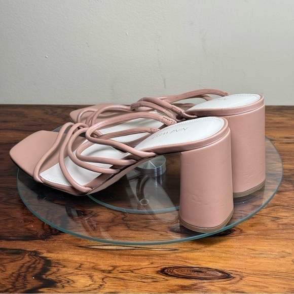 NINE WEST Strappy Open Toe Heel Sandals Platform Block Heels Size 13 - Picture 9 of 15